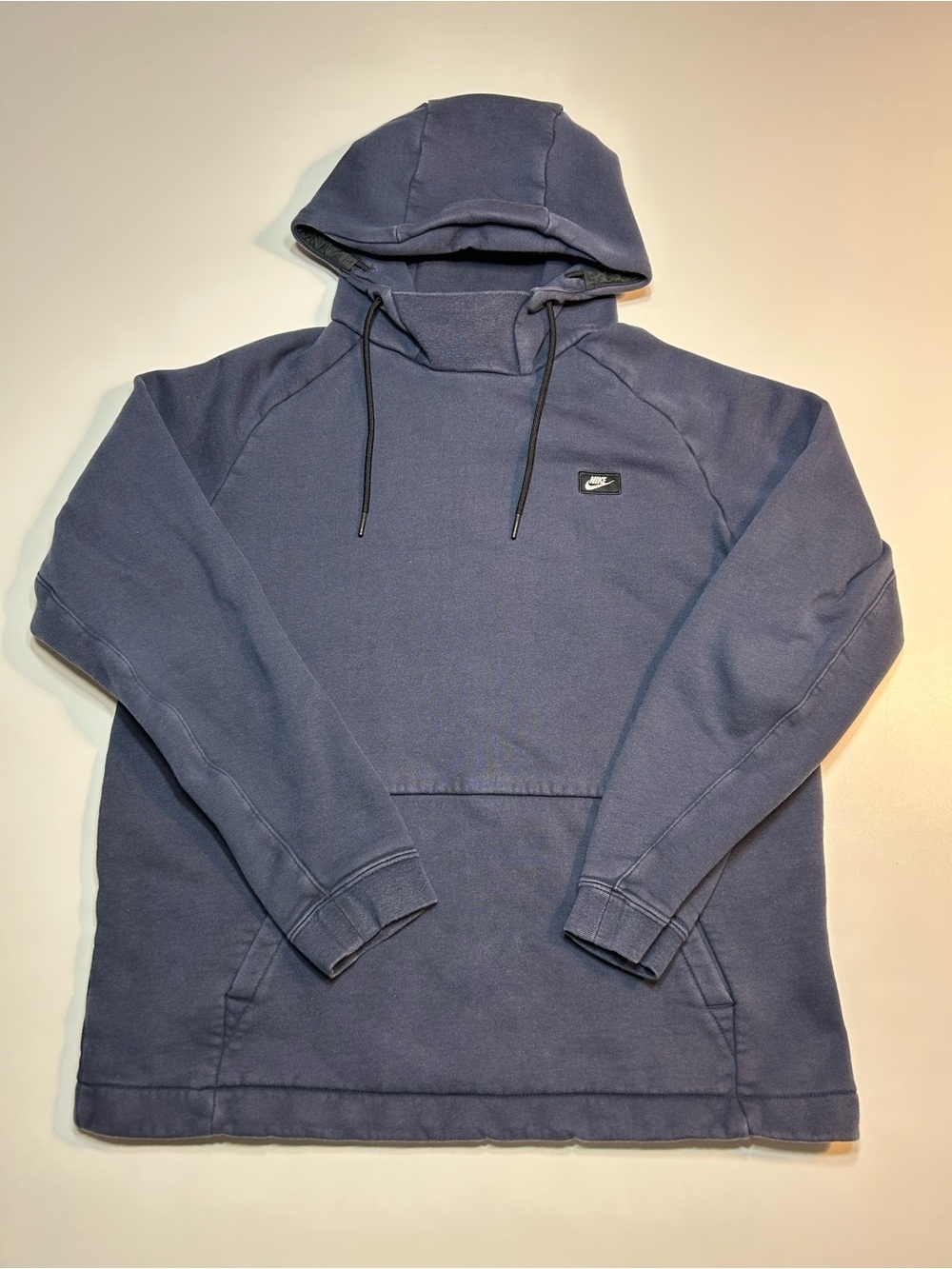 Nike Scuba Neck Hoodie Navy Blue Patch Logo Raglan Sleeve Pullover